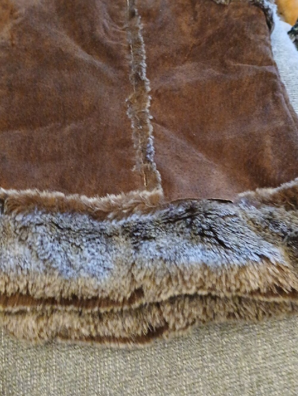 Live a Little Brown Faux Fur Trim Suede Sleeveless Vest - Picture 8 of 8